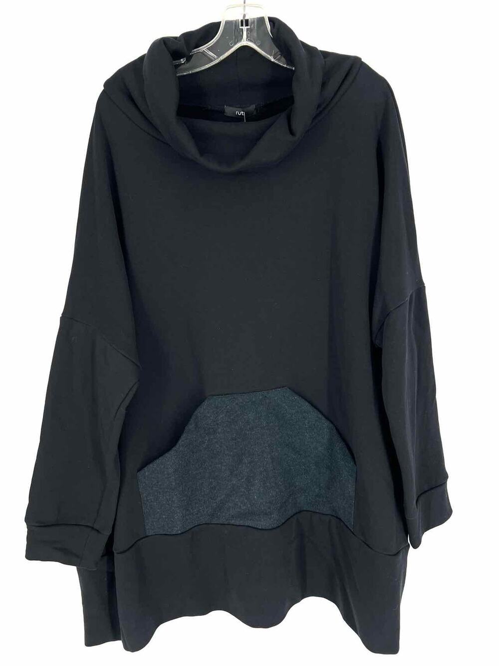 Ruti Size L/XL Black Cowlneck Pocket Designer Dress